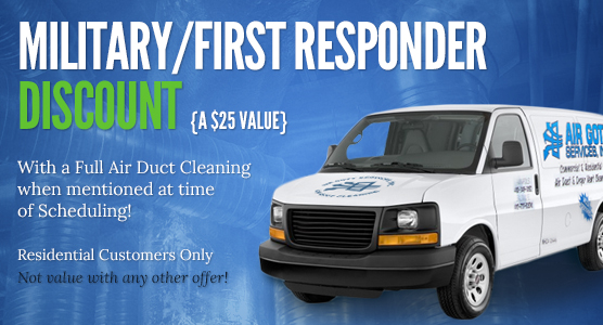 Military/First Responder Discount {a $25 Value} with a Full Air Duct Cleaning when mentioned at time of Scheduling!